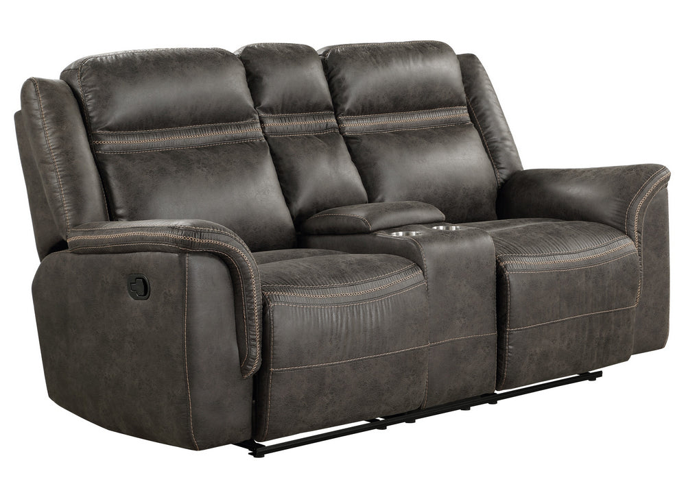 Boise Brown Microfiber Manual Recliner Loveseat