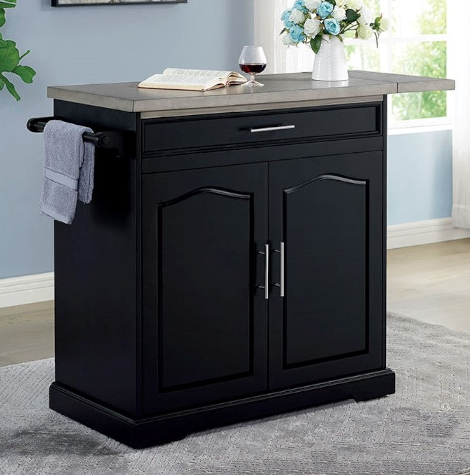 Bottrop Gray/Black Wood Kitchen Island