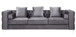 Bovasis Gray Velvet Tufted Sofa with Nailhead Trim