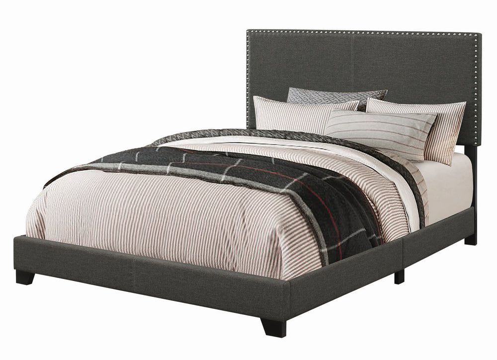 Boyd Charcoal Fabric Upholstered Cal King Panel Bed