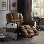 Brancaster Retro Brown Leather/Aluminum Power Recliner