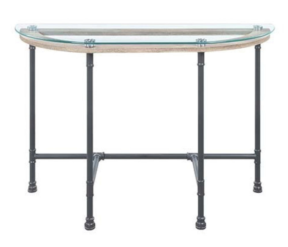 Brantley Clear Glass/Sandy Gray Metal Console Table