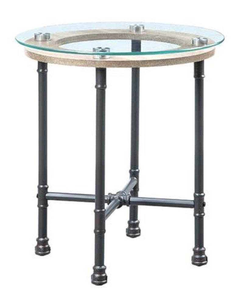 Brantley Clear Glass/Sandy Gray Metal End Table