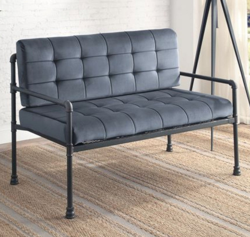 Brantley Gray Velvet Tufted Loveseat