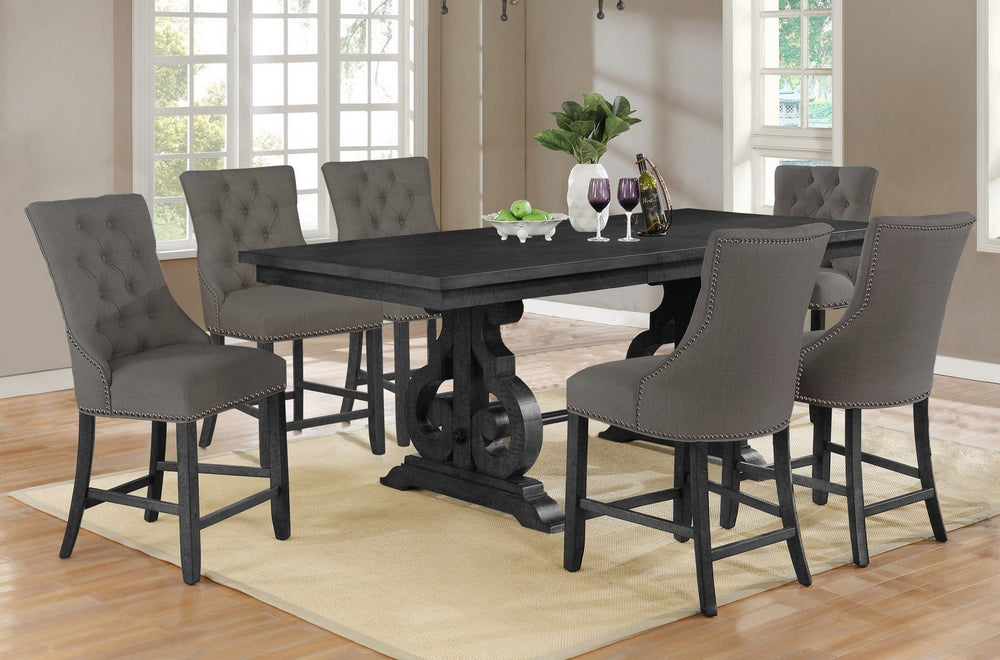 Brava 7-Pc Grey Counter Height Table Set