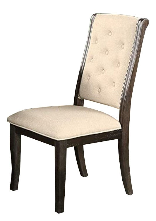 Brenda 2 Beige Fabric/Espresso Side Chairs