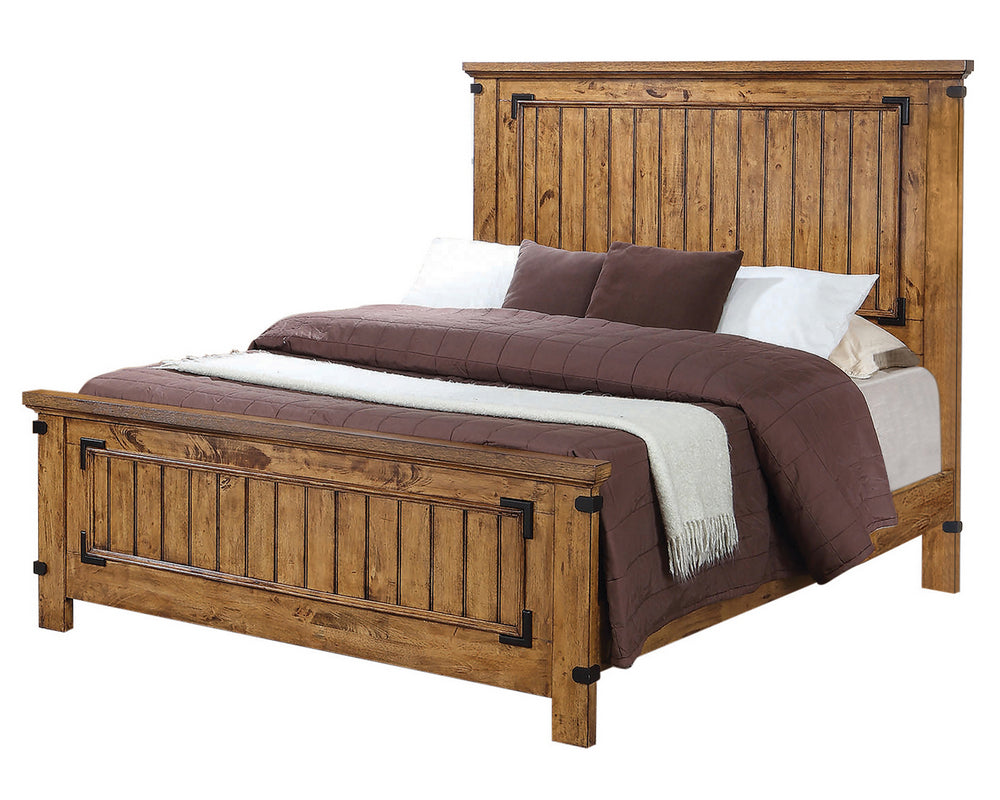 Brenner Rustic Honey Wood King Panel Bed