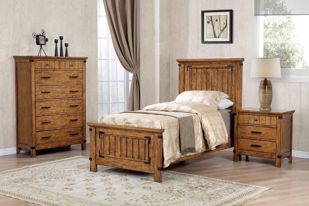 Brenner Rustic Honey Wood Twin Panel Bed