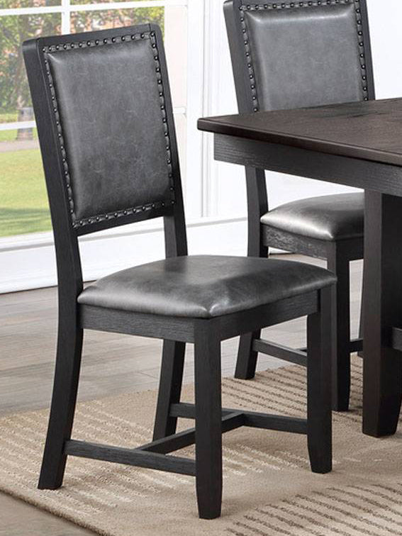 Briseis 2 Grey Faux Leather/Wood Side Chairs