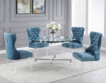 Britta 5-Pc Teal Velvet Dining Table Set