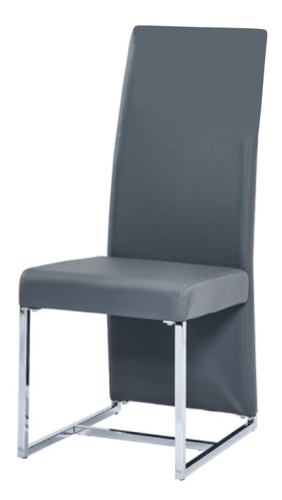 Broadway 2 Grey Faux Leather/Stainless Steel Side Chairs