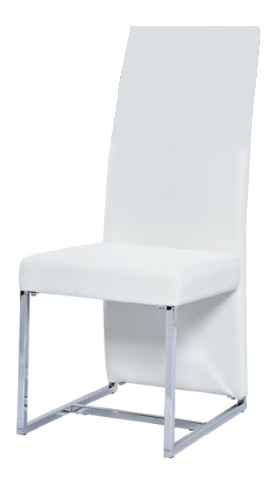 Broadway 2 White Faux Leather/Stainless Steel Side Chairs