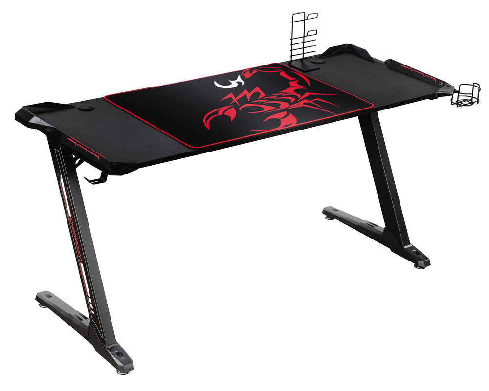 Brocton Black Carbon Fiber/Steel Gaming Desk