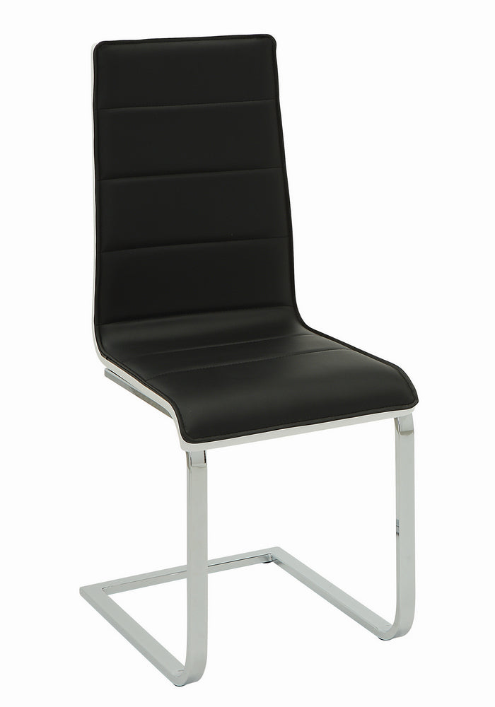 Carmelo 4 White & Black Leatherette/Metal Side Chairs
