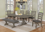 Bruna 7-Pc Gray Fabric/Wood Dining Table Set