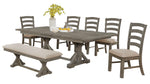 Bruna 7-Pc Gray Wood/Beige Dining Table Set