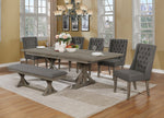 Bruna 7-Pc Gray Wood/Fabric Dining Table Set