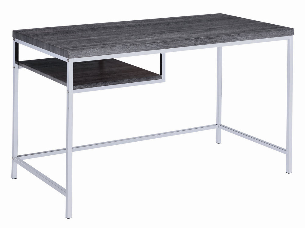 Kravitz Weathered Grey Wood/Chrome Metal Writing Desk