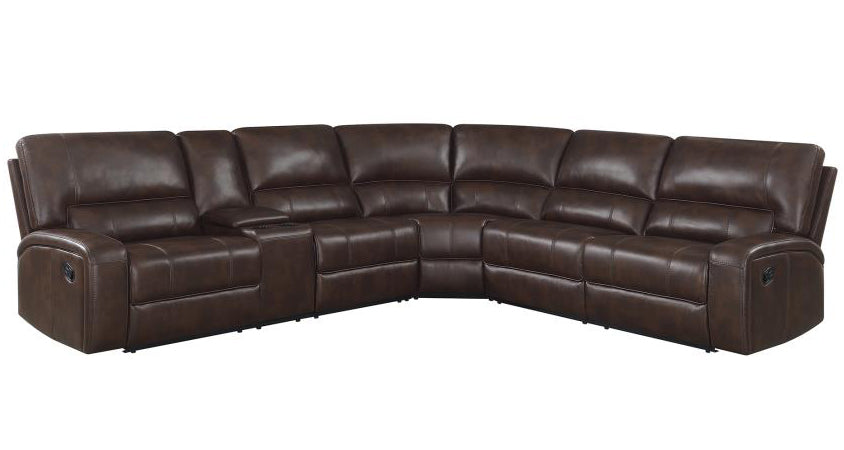 Brunson 3-Pc Brown Leatherette Manual Recliner Sectional