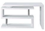 Buck II White High Gloss Finish Wood Swivel Writing Desk