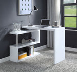 Buck II White High Gloss Wood Swivel Tall Writing Desk