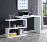 Buck II White High Gloss Wood Swivel Tall Writing Desk