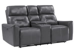 Burwell Gray Faux Leather Power Recliner Loveseat