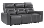 Burwell Gray Premium Faux Leather Power Recliner Sofa