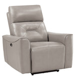 Burwell Light Gray Premium Faux Leather Power Recliner