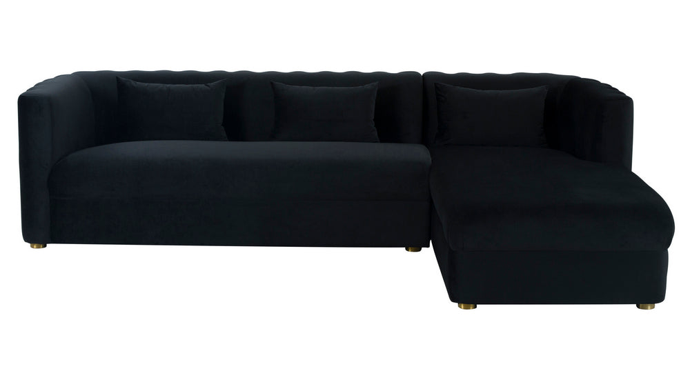 Callie 2-Pc Black Velvet RAF Sectional Sofa