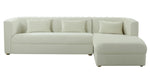 Callie 2-Pc Cream Velvet RAF Sectional Sofa