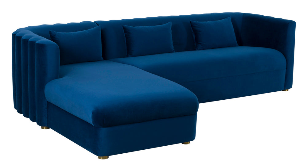 Callie 2-Pc Navy Velvet LAF Sectional Sofa