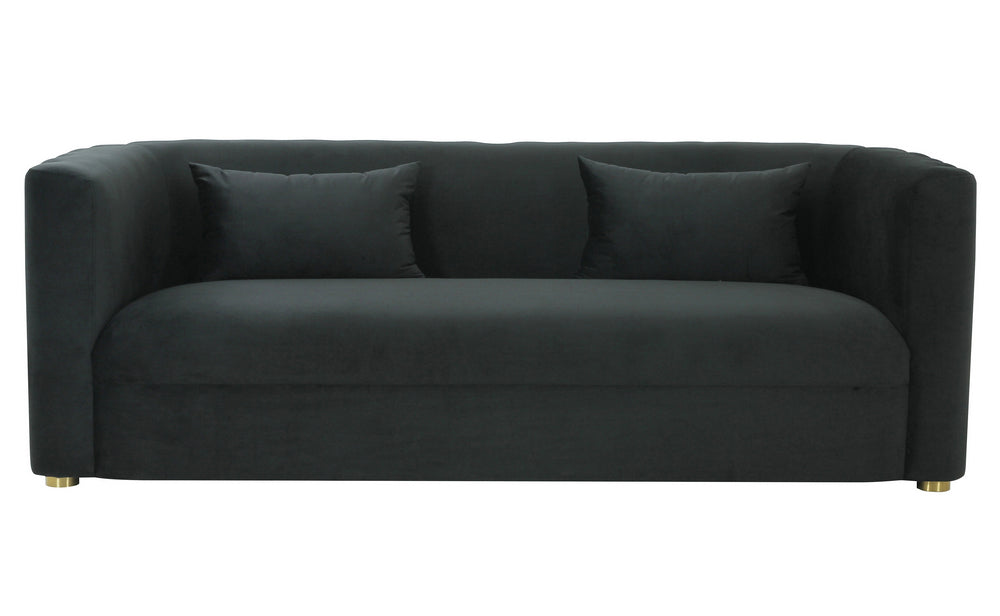 Callie Black Velvet Sofa with Scalloped Tufted Back