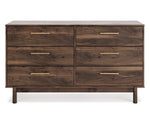 Calverson Mocha Wood 6-Drawer Dresser