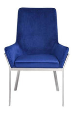 Cambrie 2 Blue Velvet/Silver Metal Side Chairs
