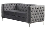 Chantria 3-Pc Grey Velvet Tufted Sofa Set