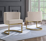 Camilla Beige Velvet/Gold Metal Side Chair