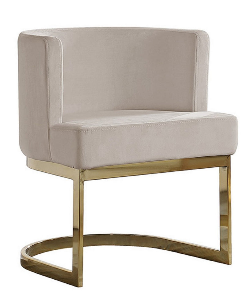 Camilla Beige Velvet/Gold Metal Side Chair