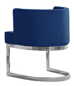 Camilla Navy Blue Velvet/Silver Metal Side Chair