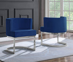 Camilla Navy Blue Velvet/Silver Metal Side Chair