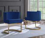 Camilla Navy Blue Velvet/Gold Metal Side Chair