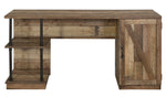 Canna Rustic Oak Wood Writing Desk with Open Shelves