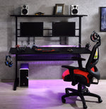 Canzi Black Wood/Metal Gaming Table with 2 Screen Holder