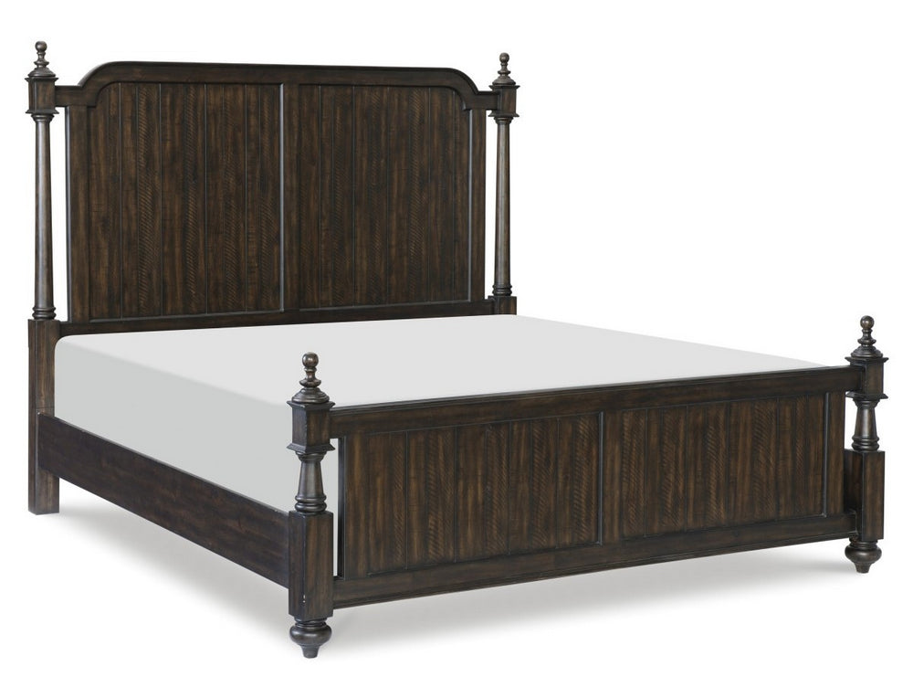 Cardano Driftwood Charcoal Wood Queen Poster Bed