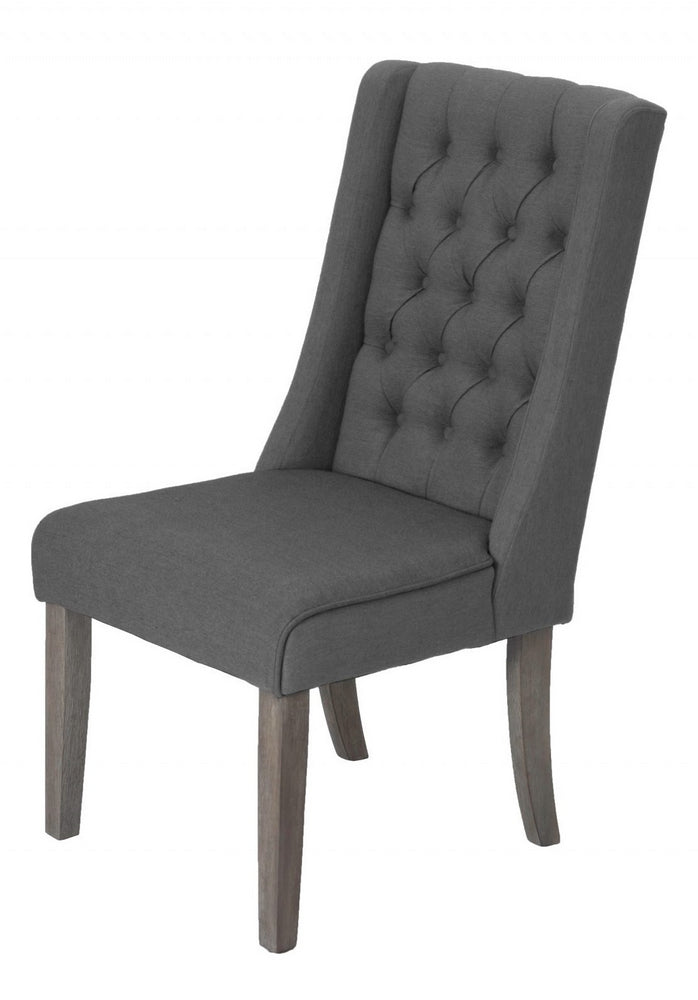 Carlie 2 Gray Linen Fabric/Wood Side Chairs