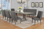 Carlie 7-Pc Gray Linen/Wood Dining Table Set