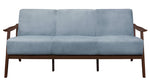 Carlson Blue Gray Velvet Fabric Sofa with Sloped Arms