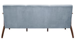 Carlson Blue Gray Velvet Fabric Sofa with Sloped Arms