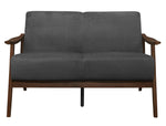 Carlson Dark Gray Velvet Fabric Loveseat w/ Sloped Arms