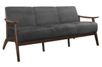 Carlson Dark Gray Velvet Fabric Sofa with Sloped Arms